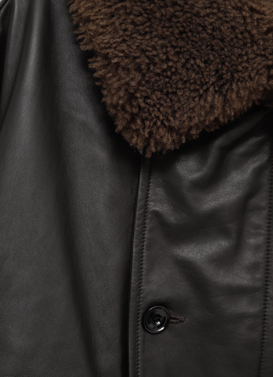 Leather Blouson with Shearling Collar