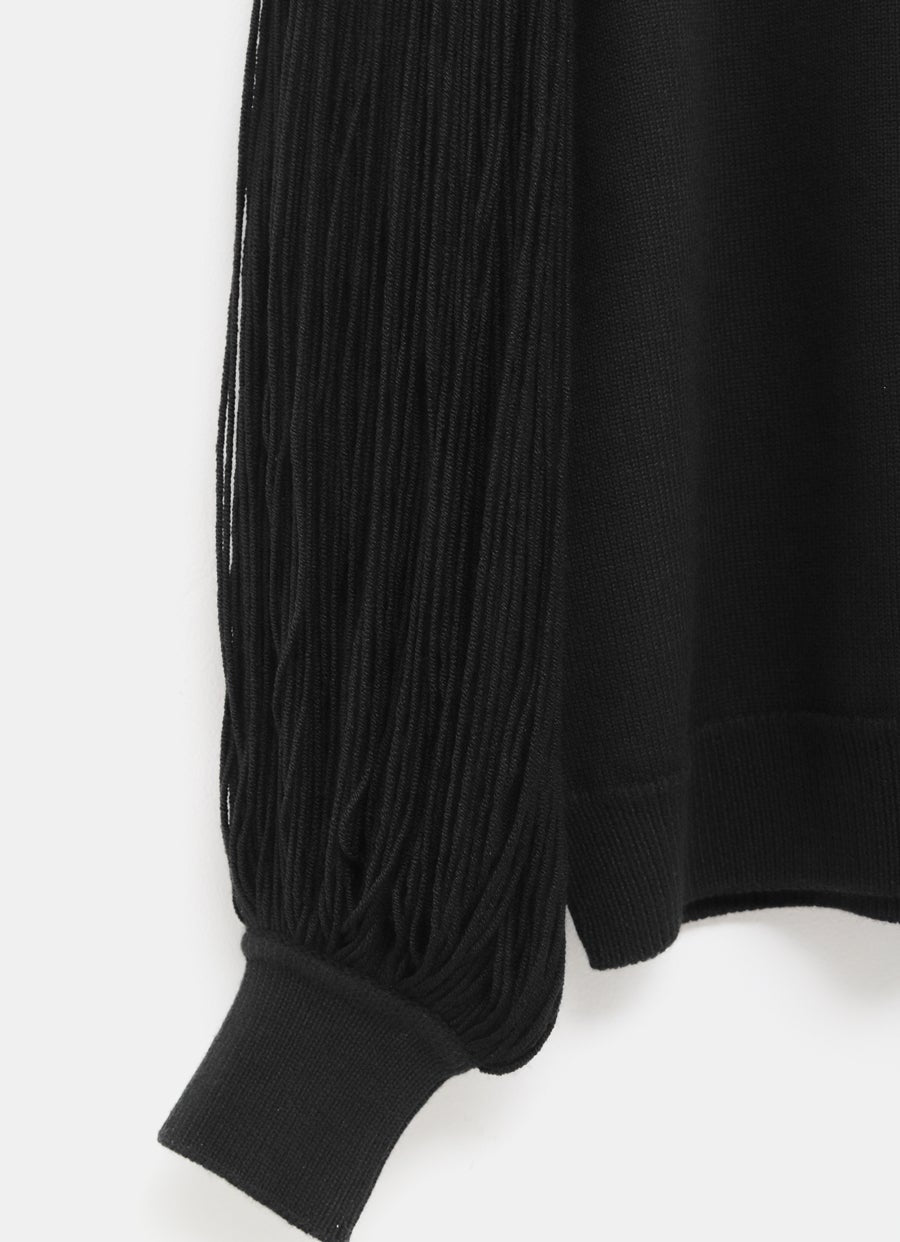 Fringed-Sleeve Knit Jumper