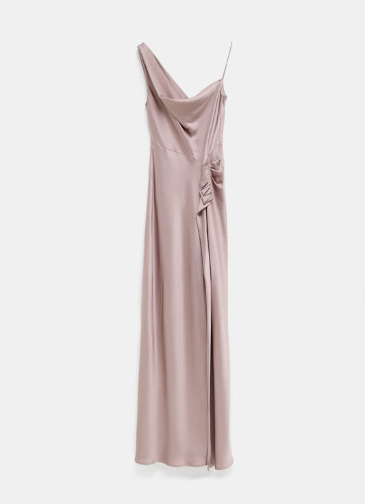 Draped One-Shoulder Gown