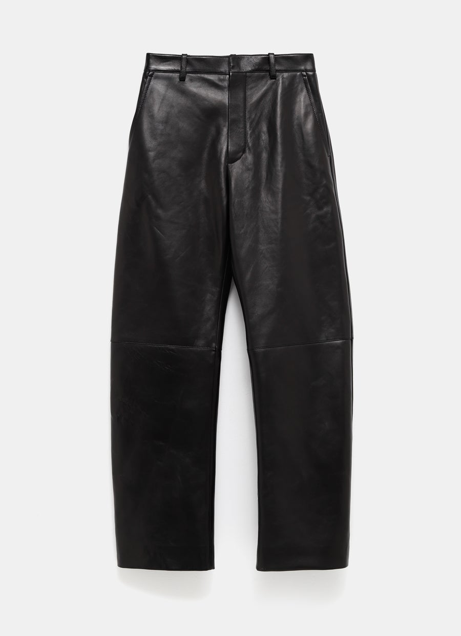 Leather Rounded Leg Trousers