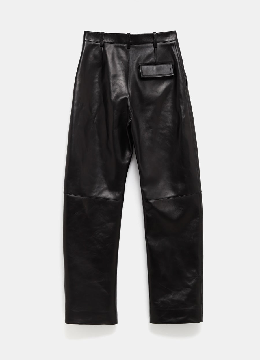 Leather Rounded Leg Trousers