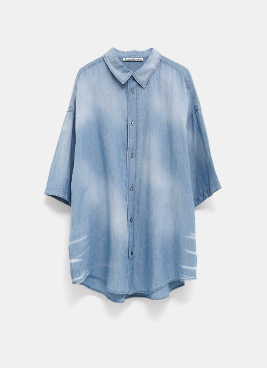 Button-Up Shirt with Logo Stamp for Men