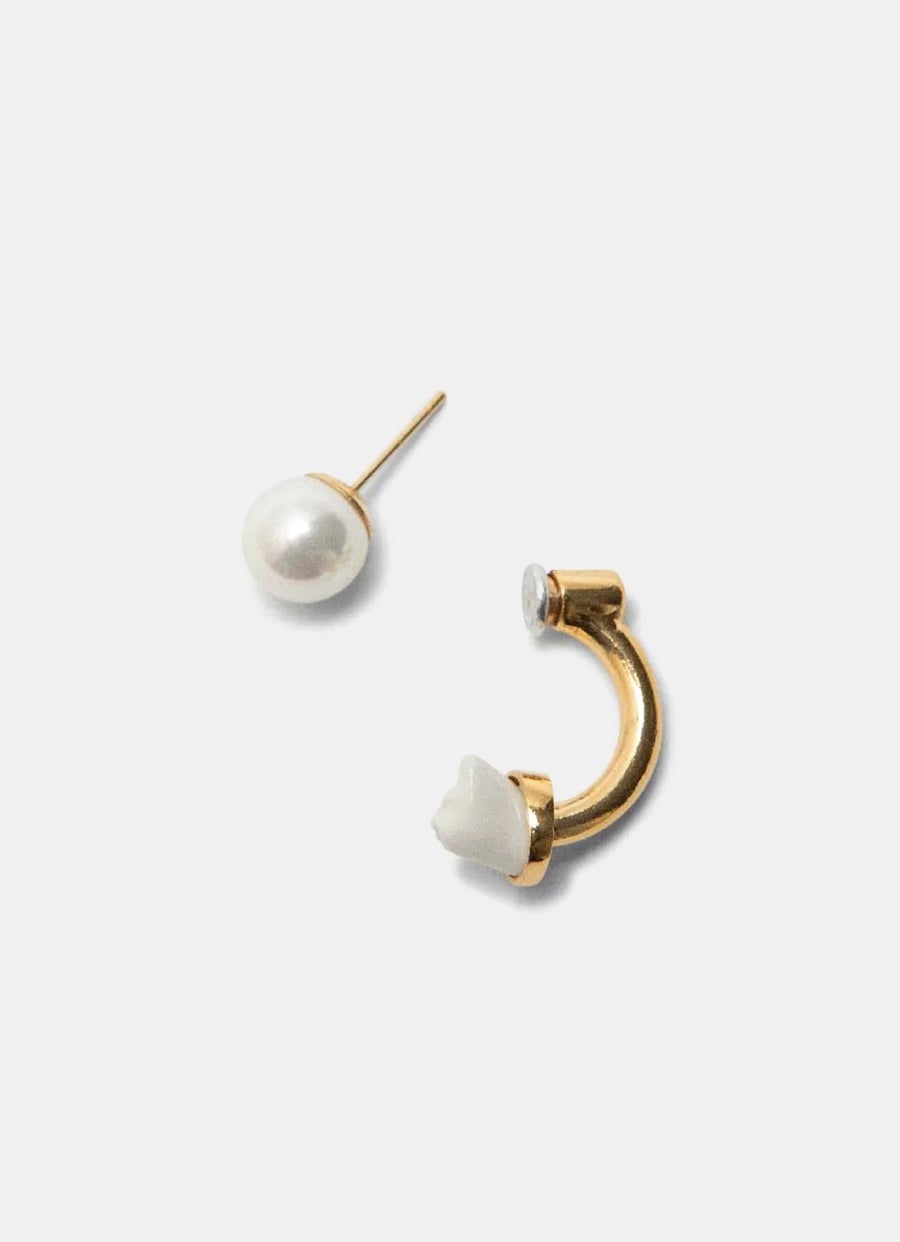 Mini Cat and Pearl Earring