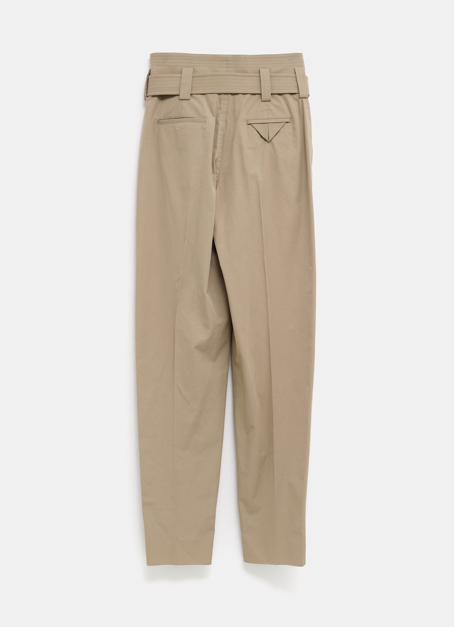 Compact Cotton Belted Trousers