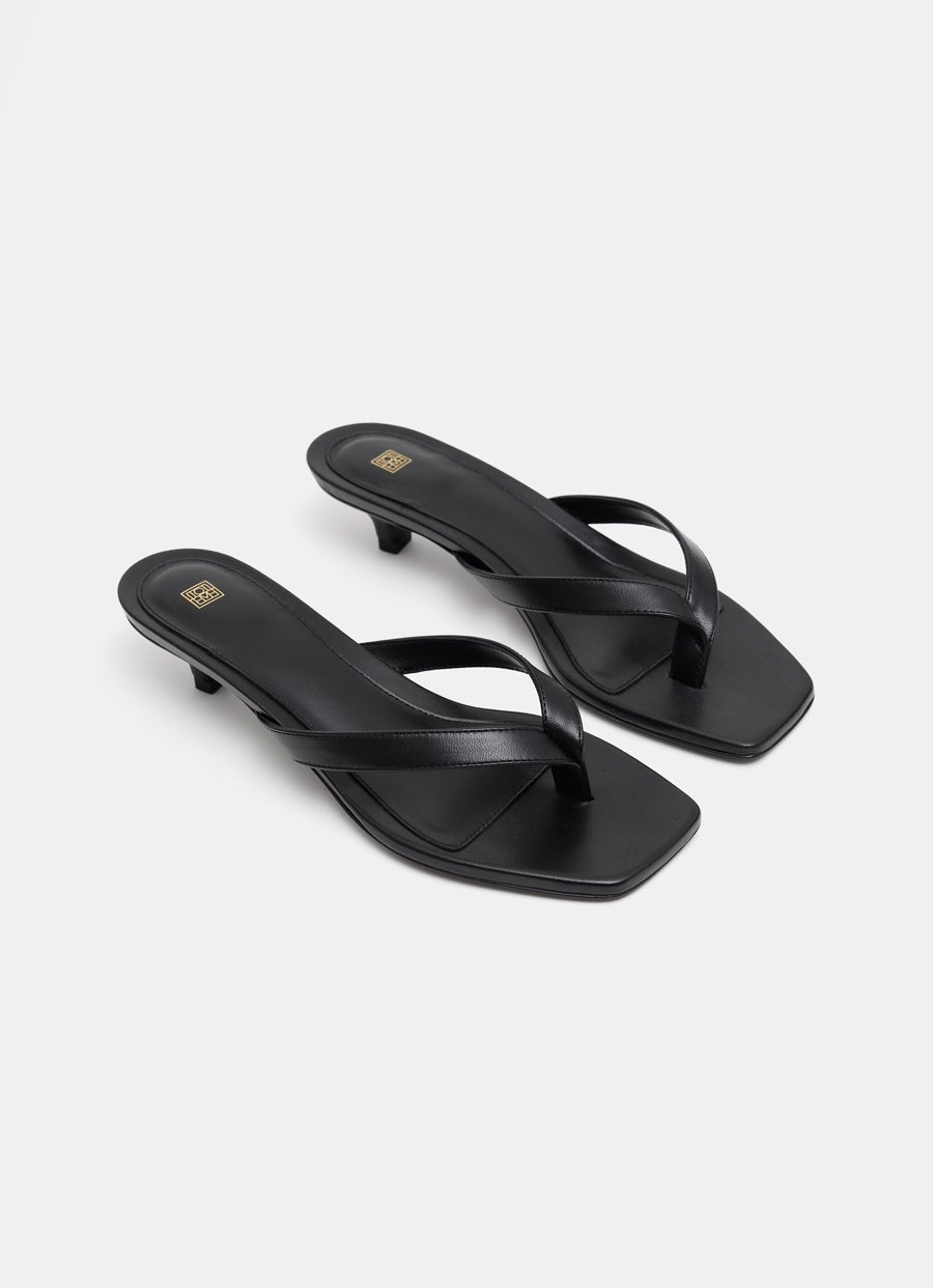 Leather Heeled Flip Flops