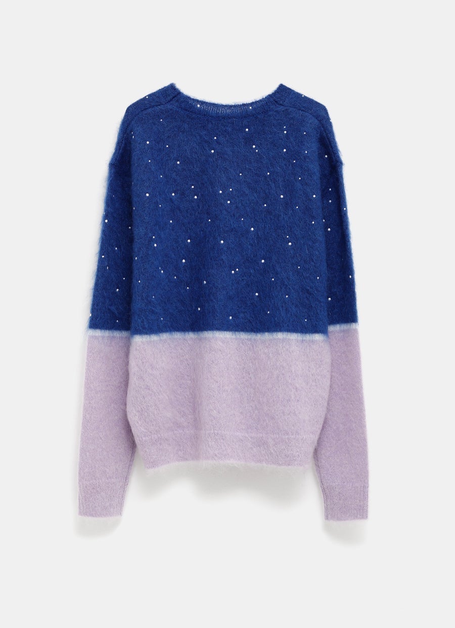 Crystals Embellished Bicolor Sweater