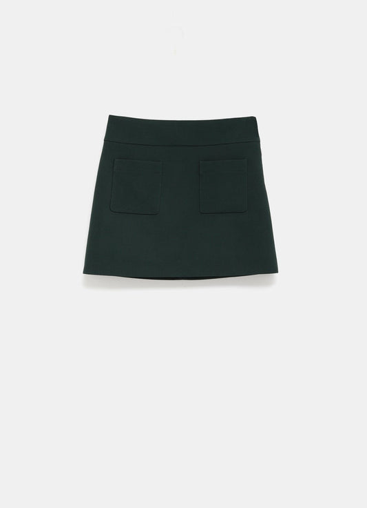 Tailored Miniskirt in Wool Crêpe