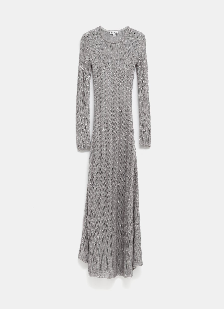 Long Sequin Knit Dress