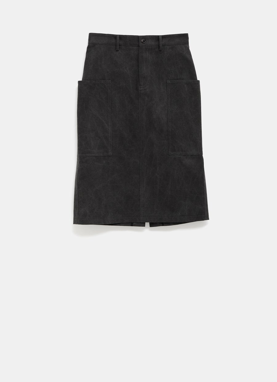 Mid-Length Cotton Canvas Delavé Skirt