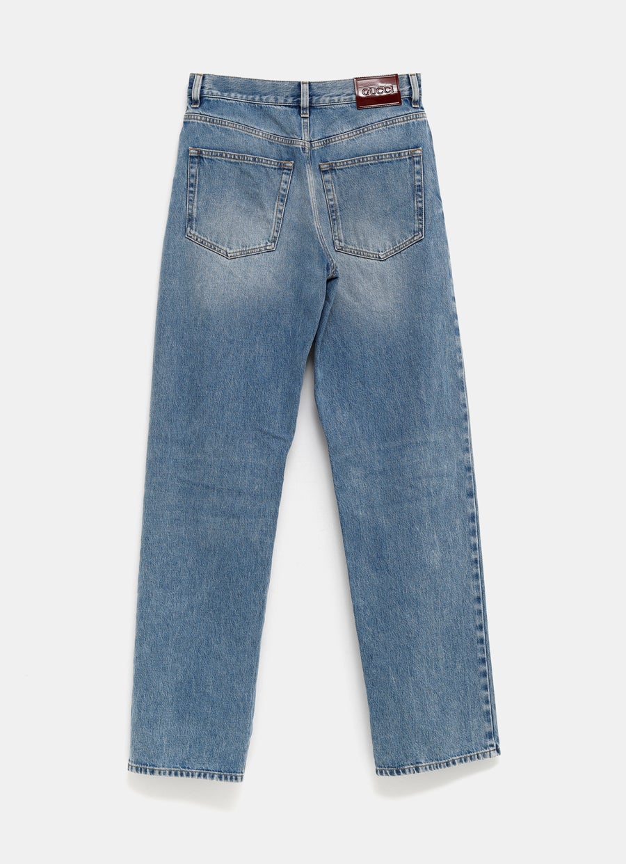 Denim Pants with Gucci Label