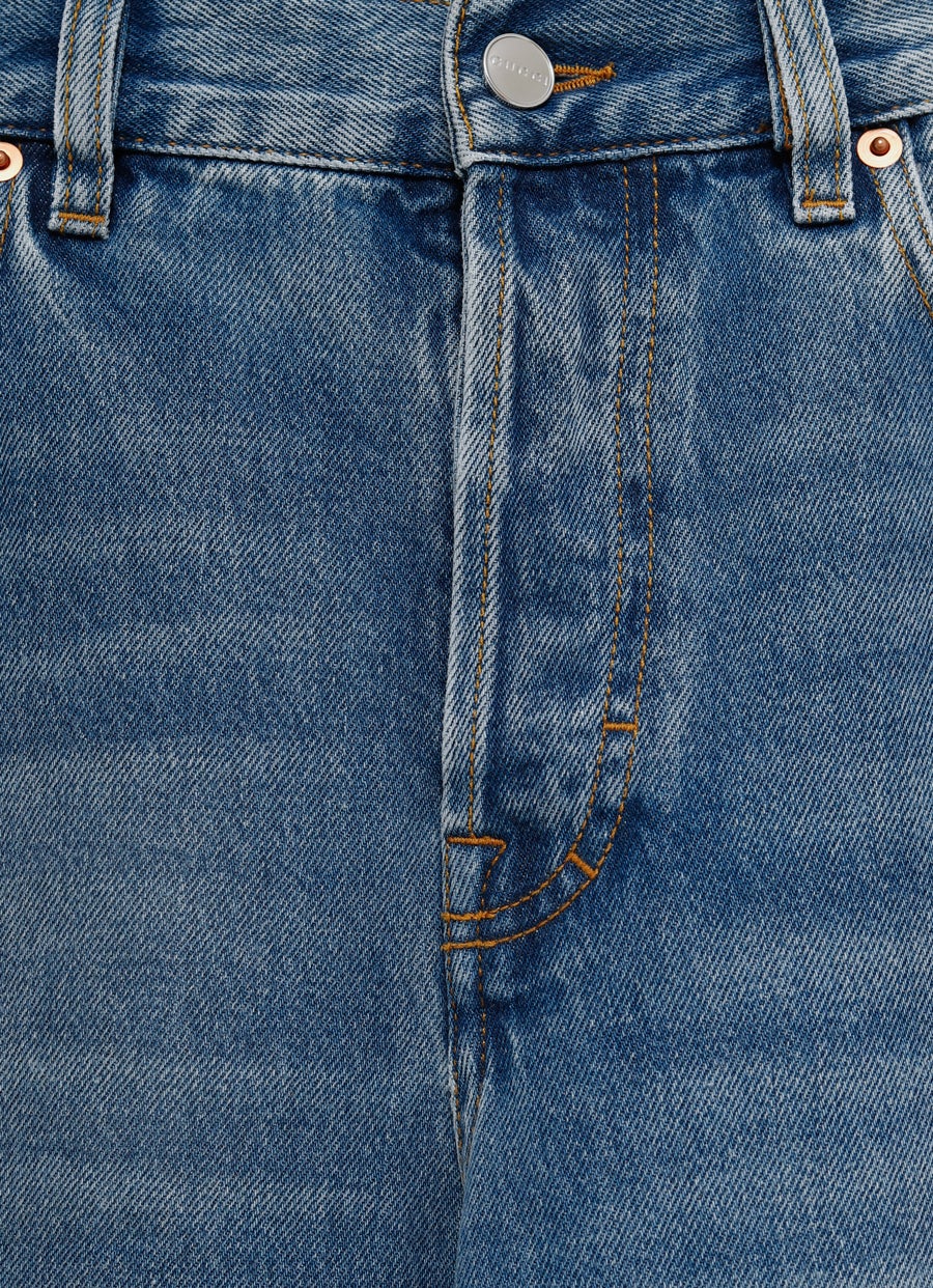 Denim Pants with Gucci Label