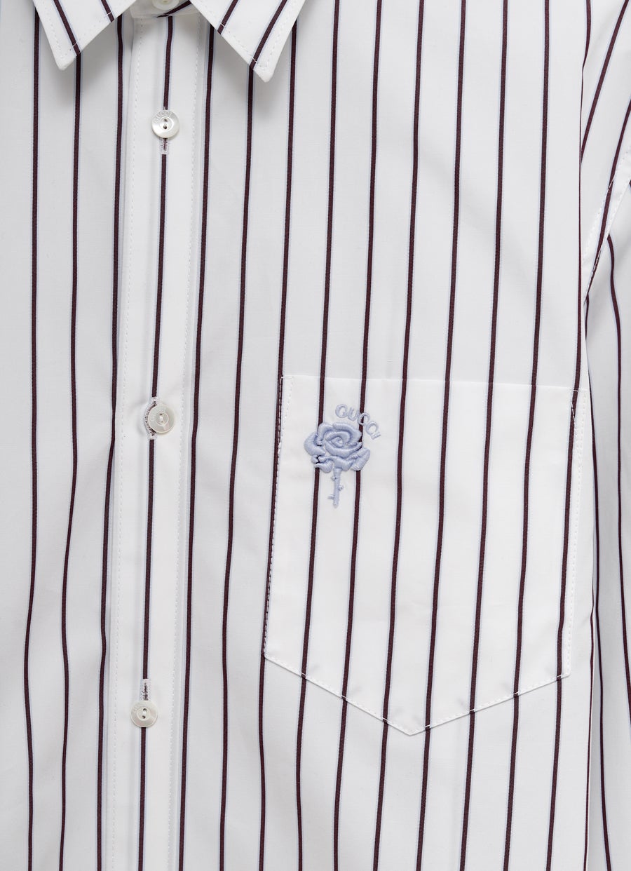 Embroidered Striped Cotton Shirt for Men