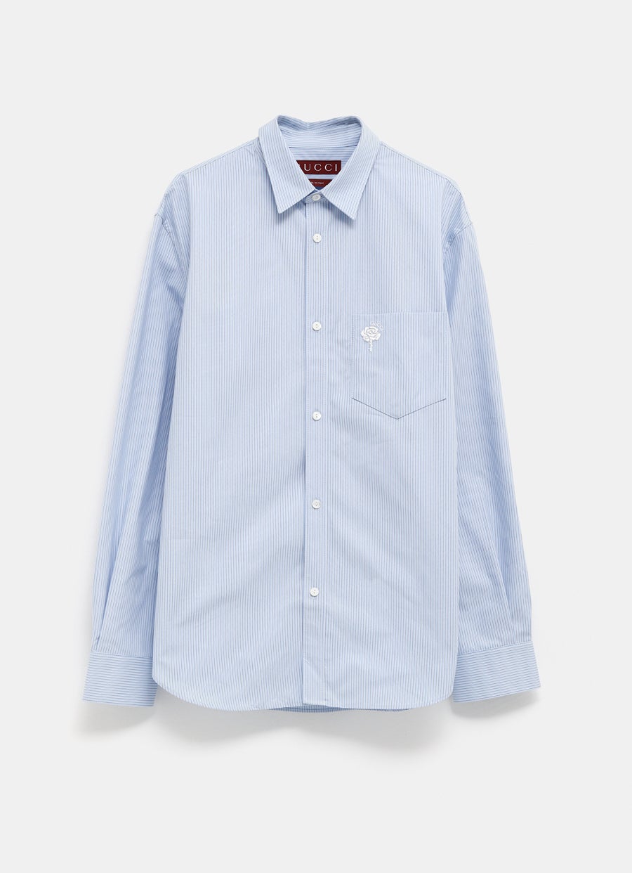 Striped Poplin Shirt for Men