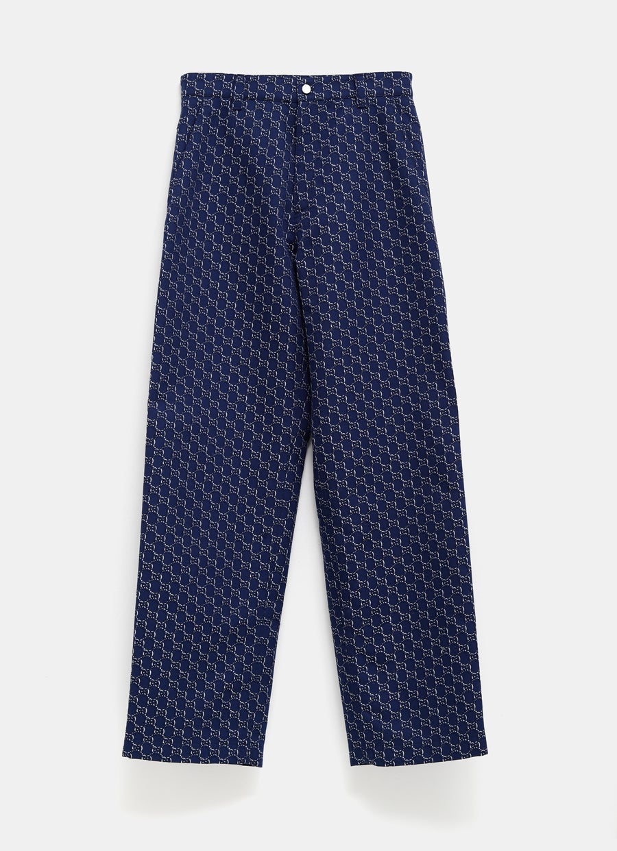 Cotton Jacquard Pant with GG Shadow for Men