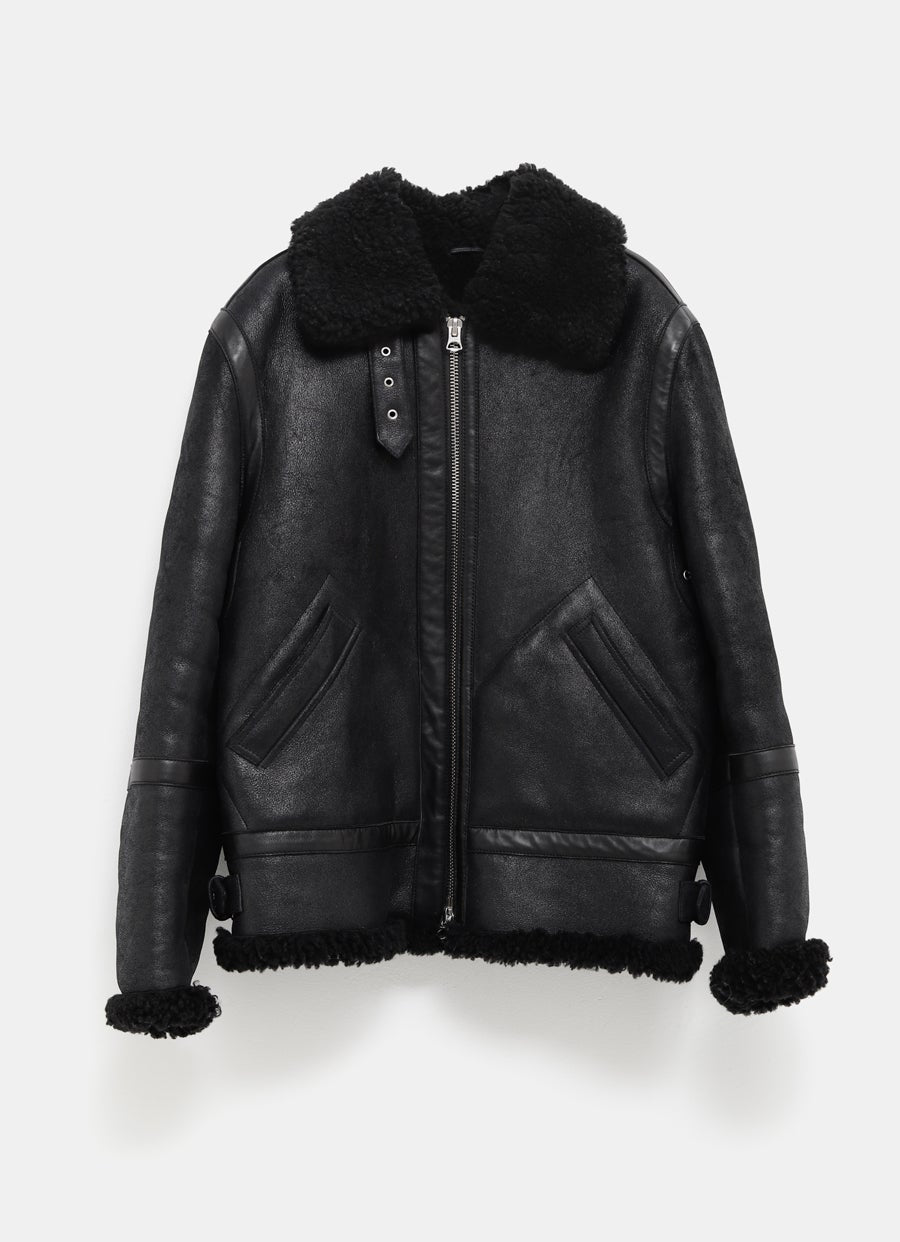 Shearling Leather Zipped Jacket