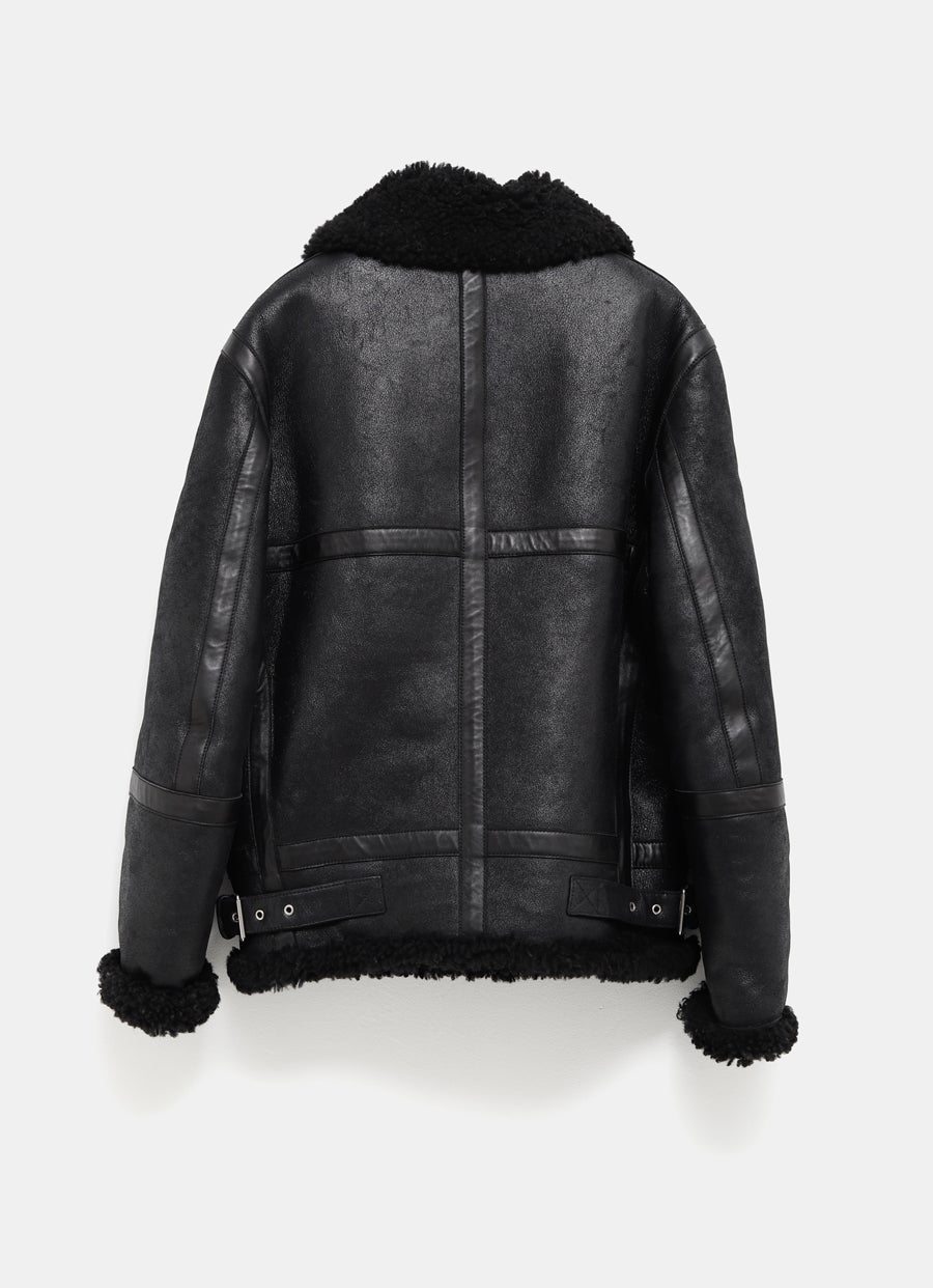 Shearling Leather Zipped Jacket