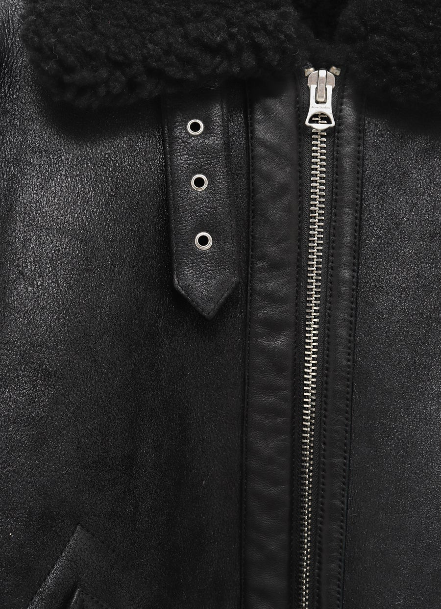 Shearling Leather Zipped Jacket