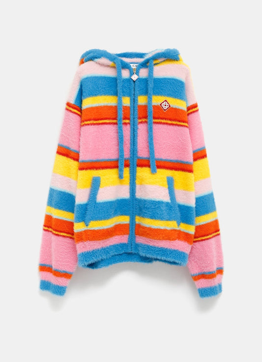 Fluffy Stripe Hooded Sweatshirt