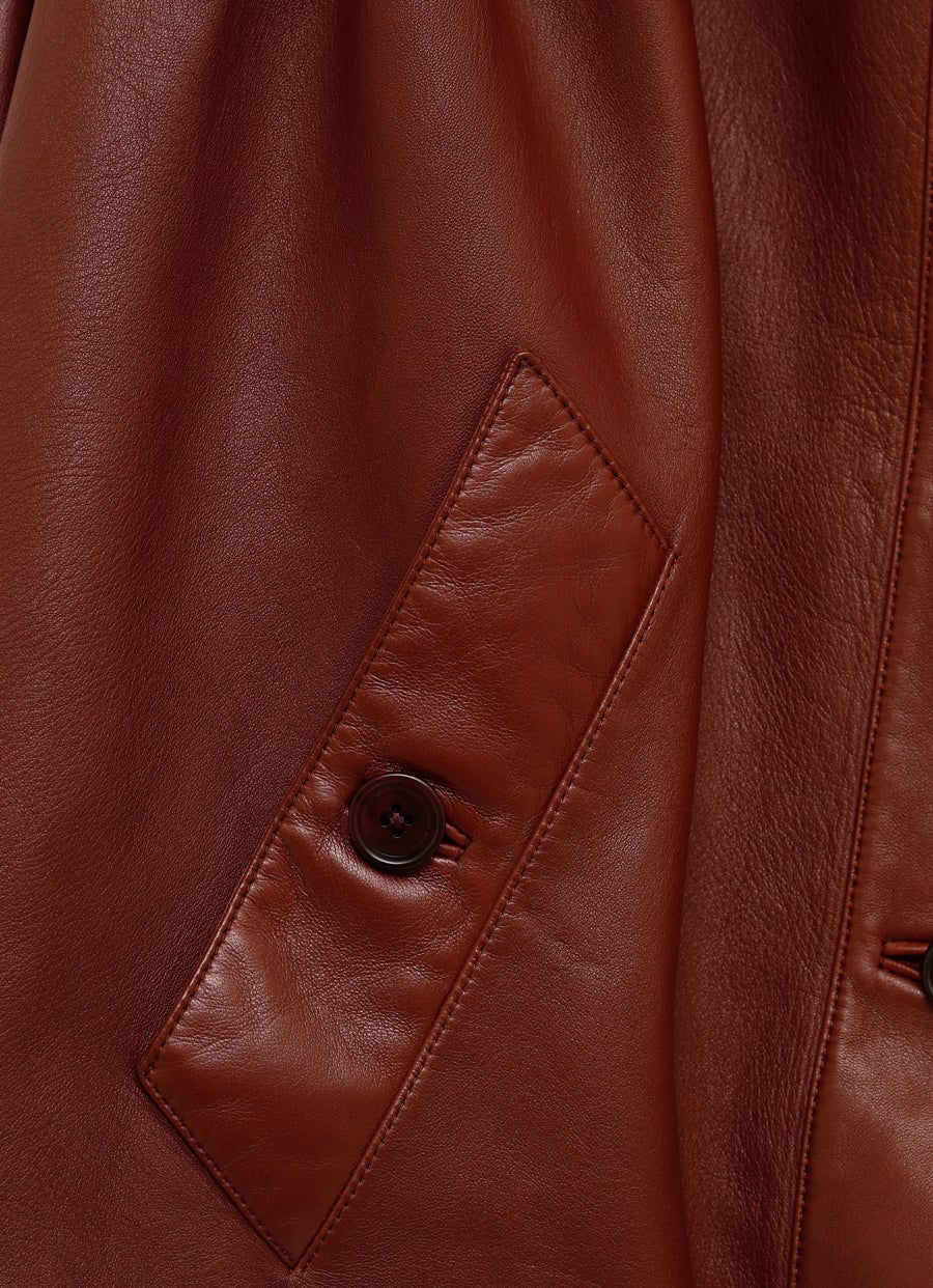 Gathered Boule Jacket in Leather
