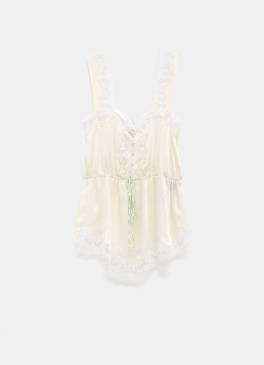 Fluid Tank Top in Silk Charmeuse and Lace