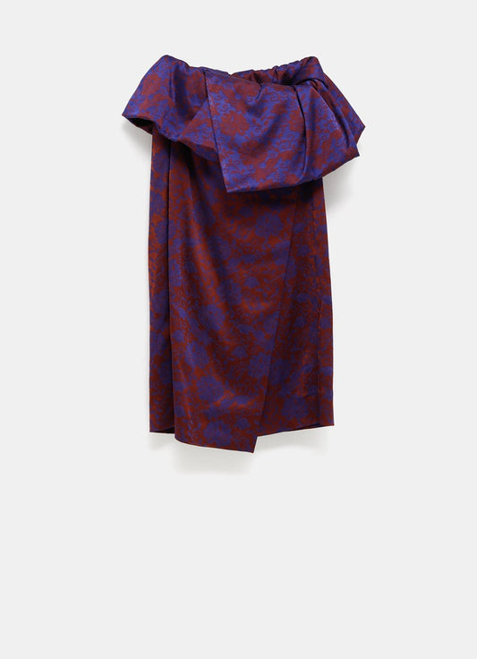 Wrap-Effect Satin-Jacquard Midi Skirt