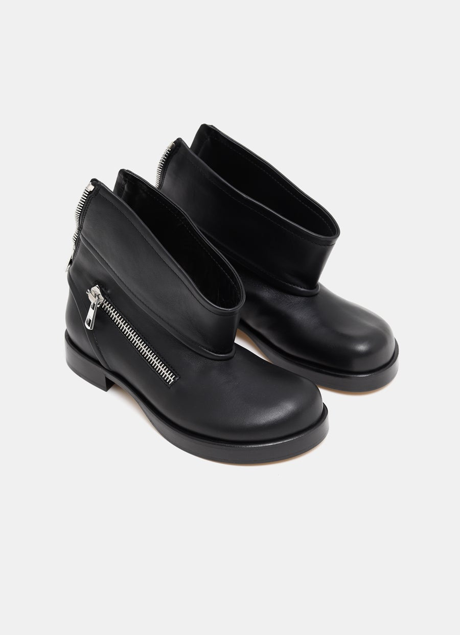 Biker Leather Ankle Boot