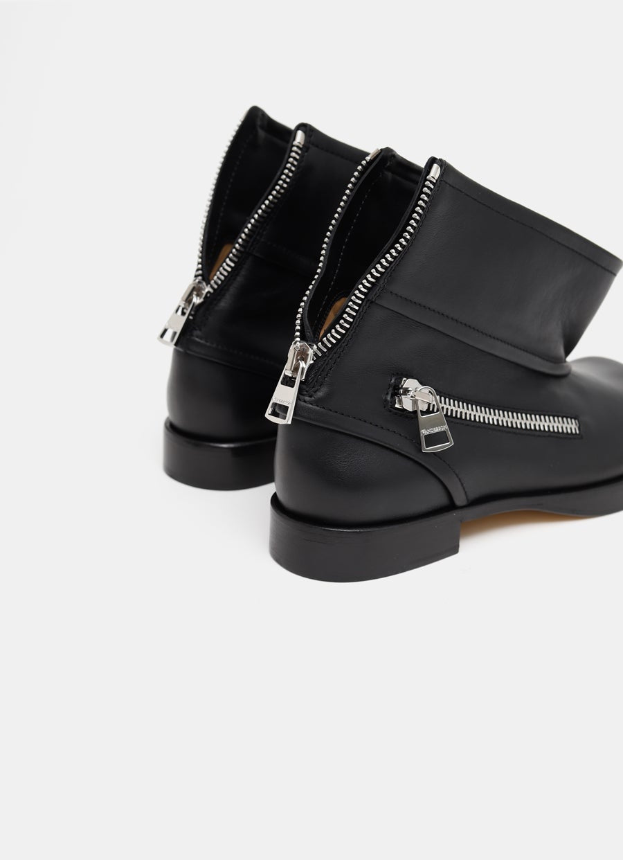Biker Leather Ankle Boot