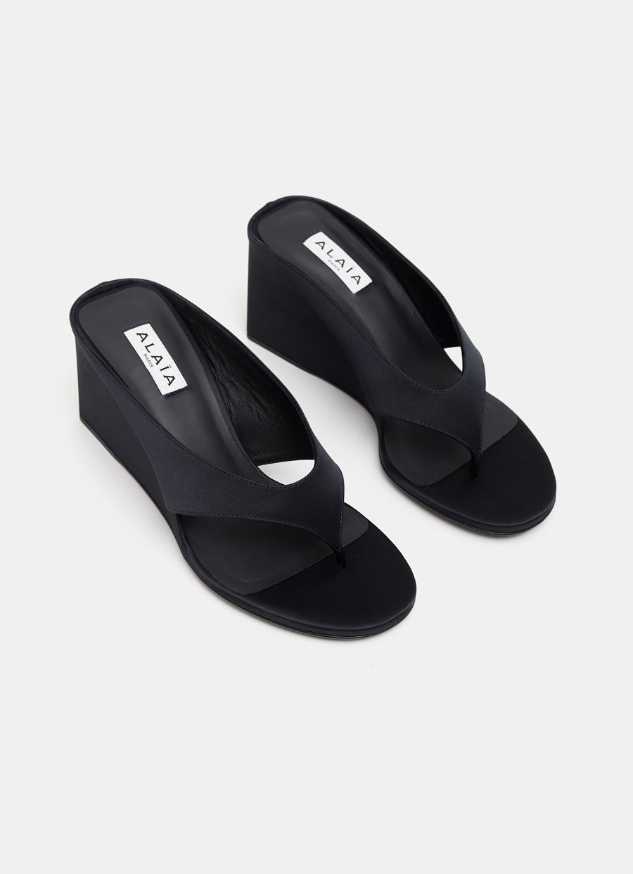 Cube Thong Mules in Satin