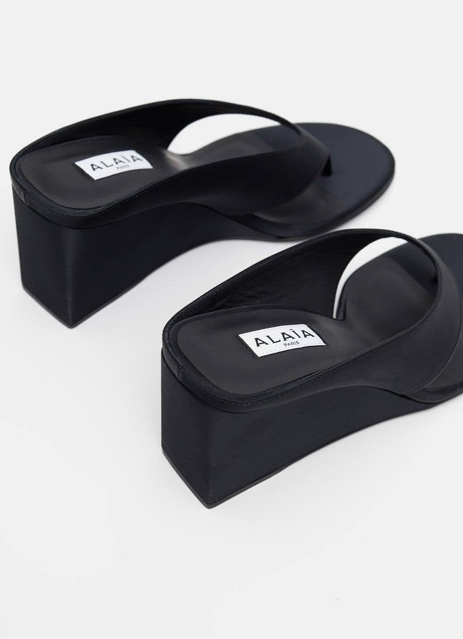 Cube Thong Mules in Satin