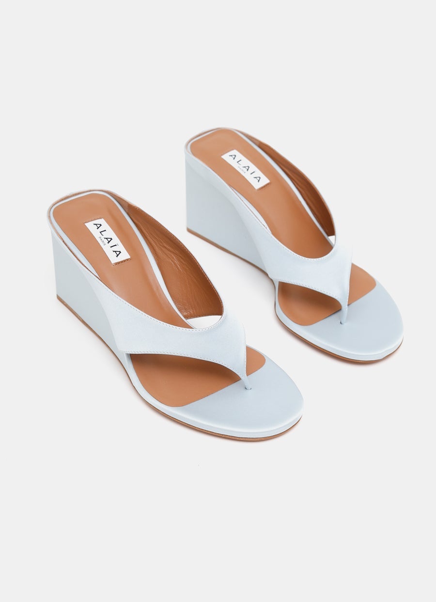 Cube Thong Mules in Satin