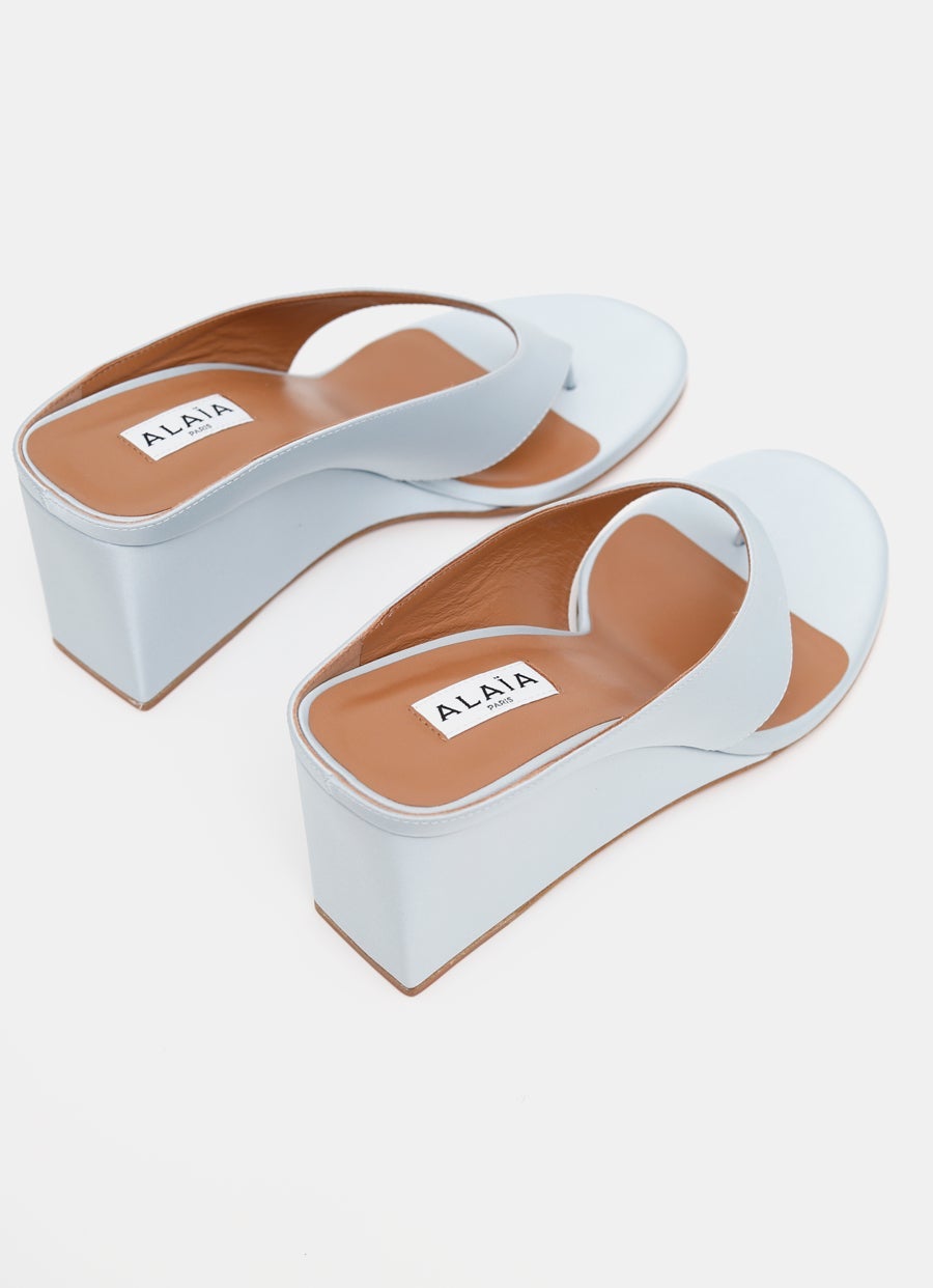 Cube Thong Mules in Satin