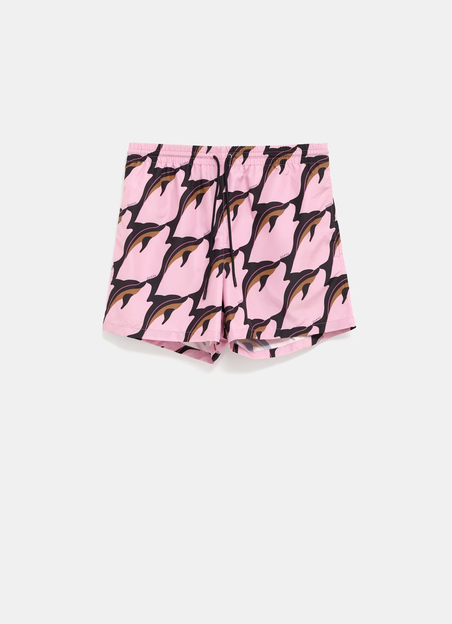 Printed Technical Poplin Swim Short for Men