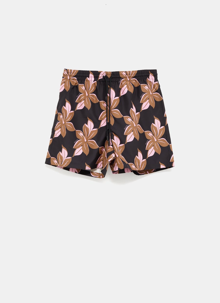 Printed Technical Poplin Swim Short for Men