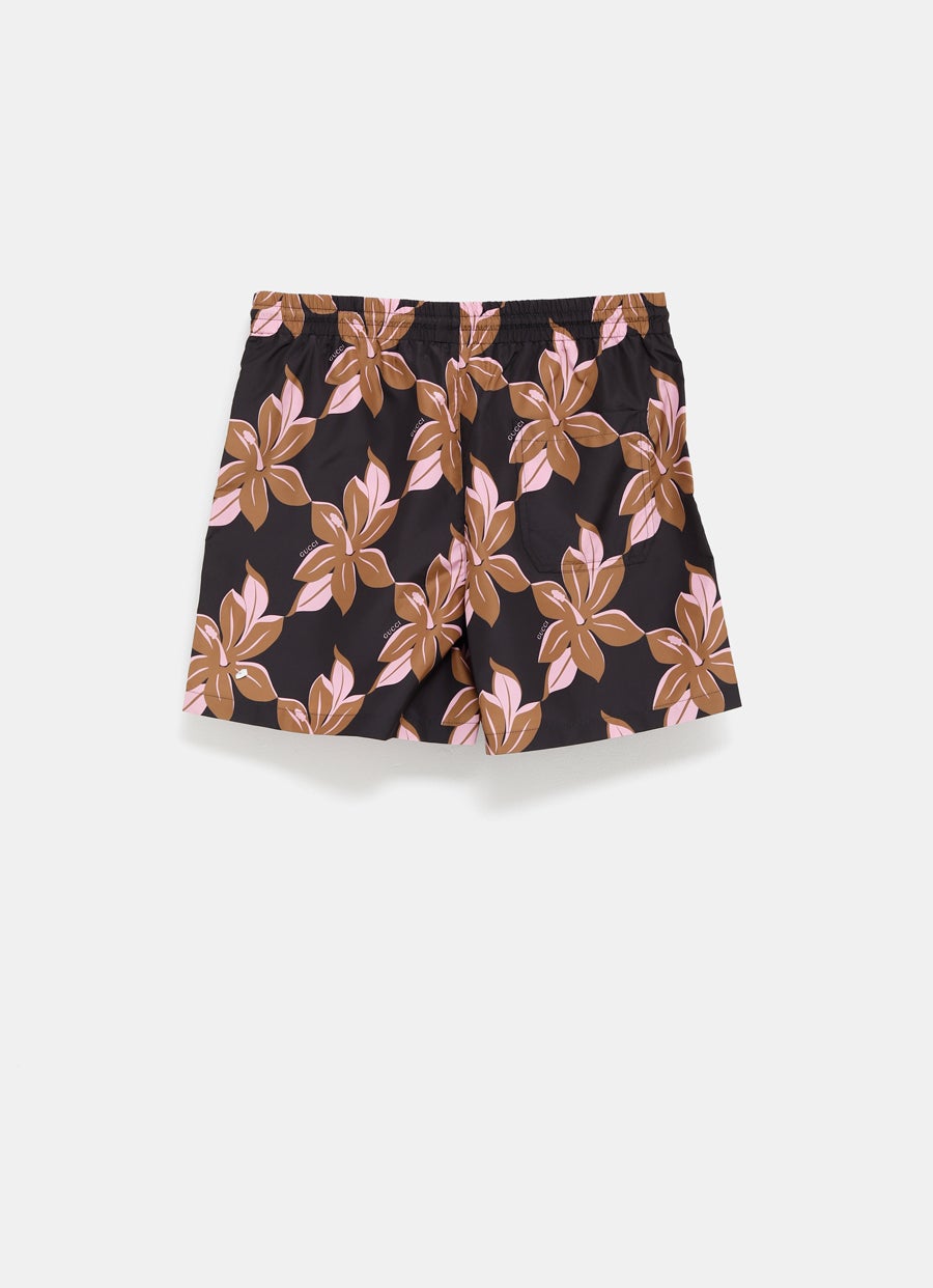 Printed Technical Poplin Swim Short for Men