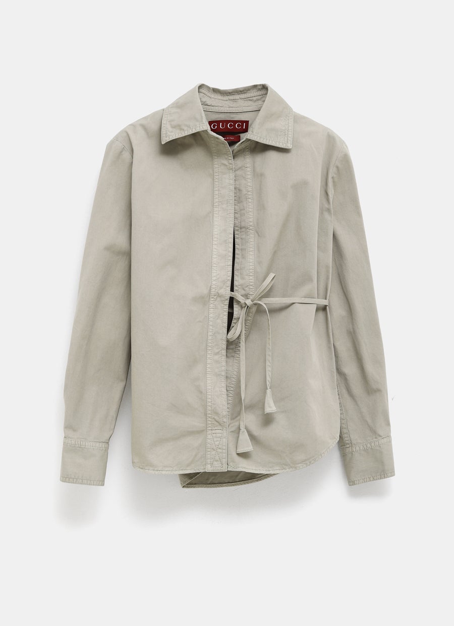 Cotton Twill Shirt with Tie Detail