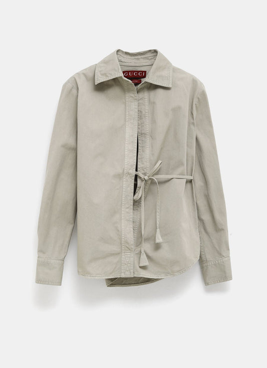 Cotton Twill Shirt with Tie Detail