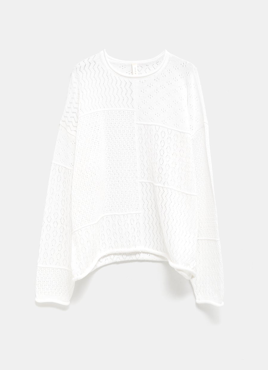 Mix Pointelle Crewneck Sweater