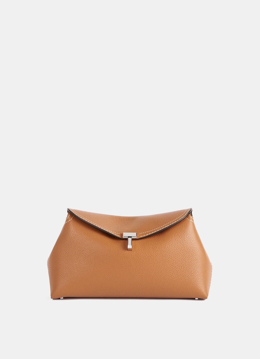 T-Lock Grained-Leather Clutch