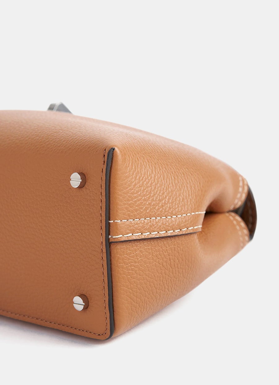 T-Lock Grained-Leather Clutch
