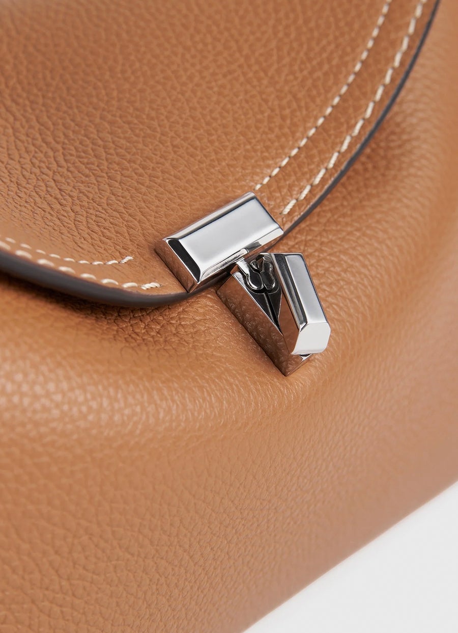 T-Lock Grained-Leather Clutch