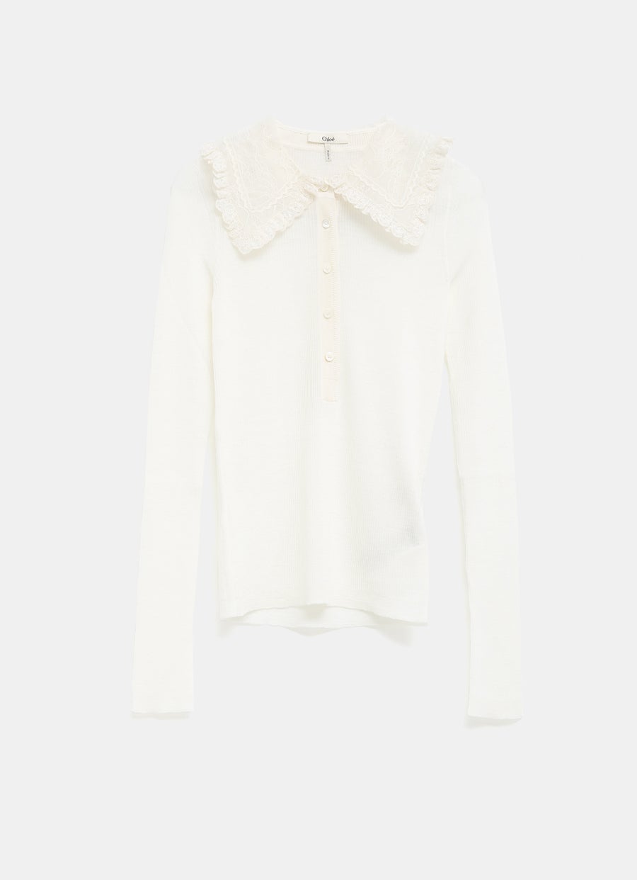 Lace Collar Knit Top