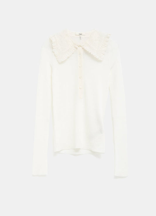 Lace Collar Knit Top