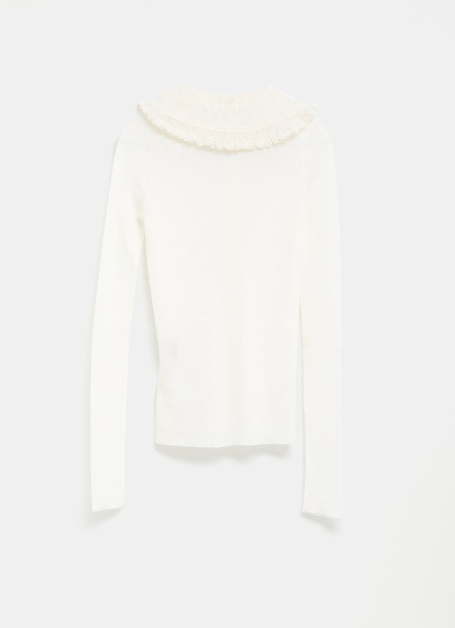 Lace Collar Knit Top