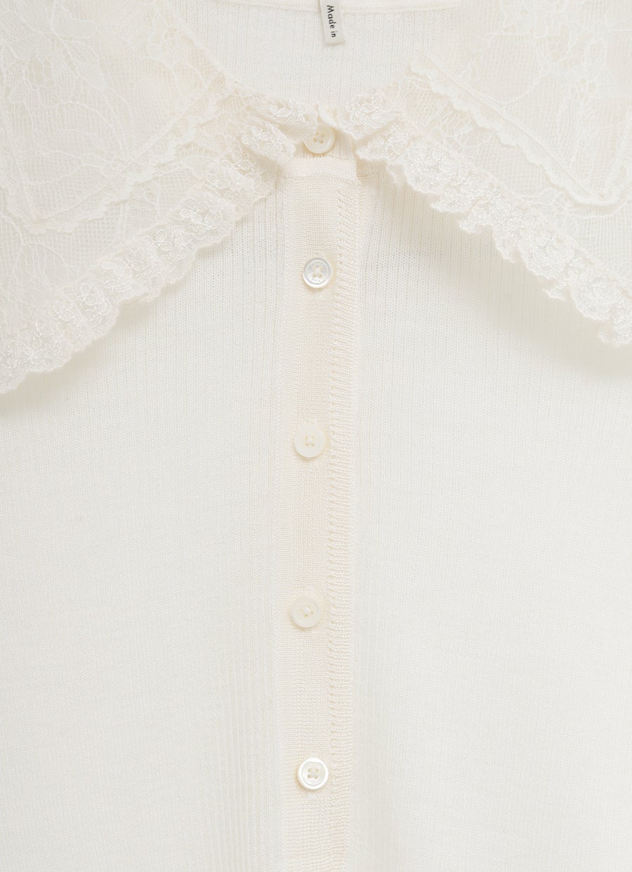 Lace Collar Knit Top