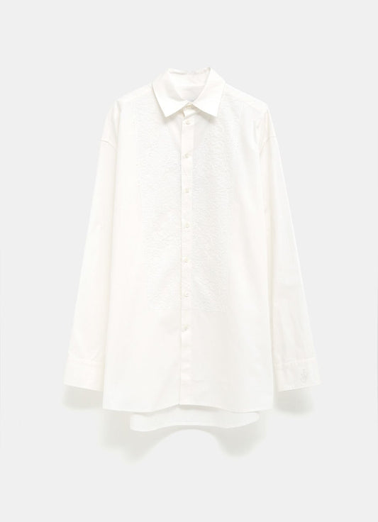 White Lace Apliqué Shirt for Men