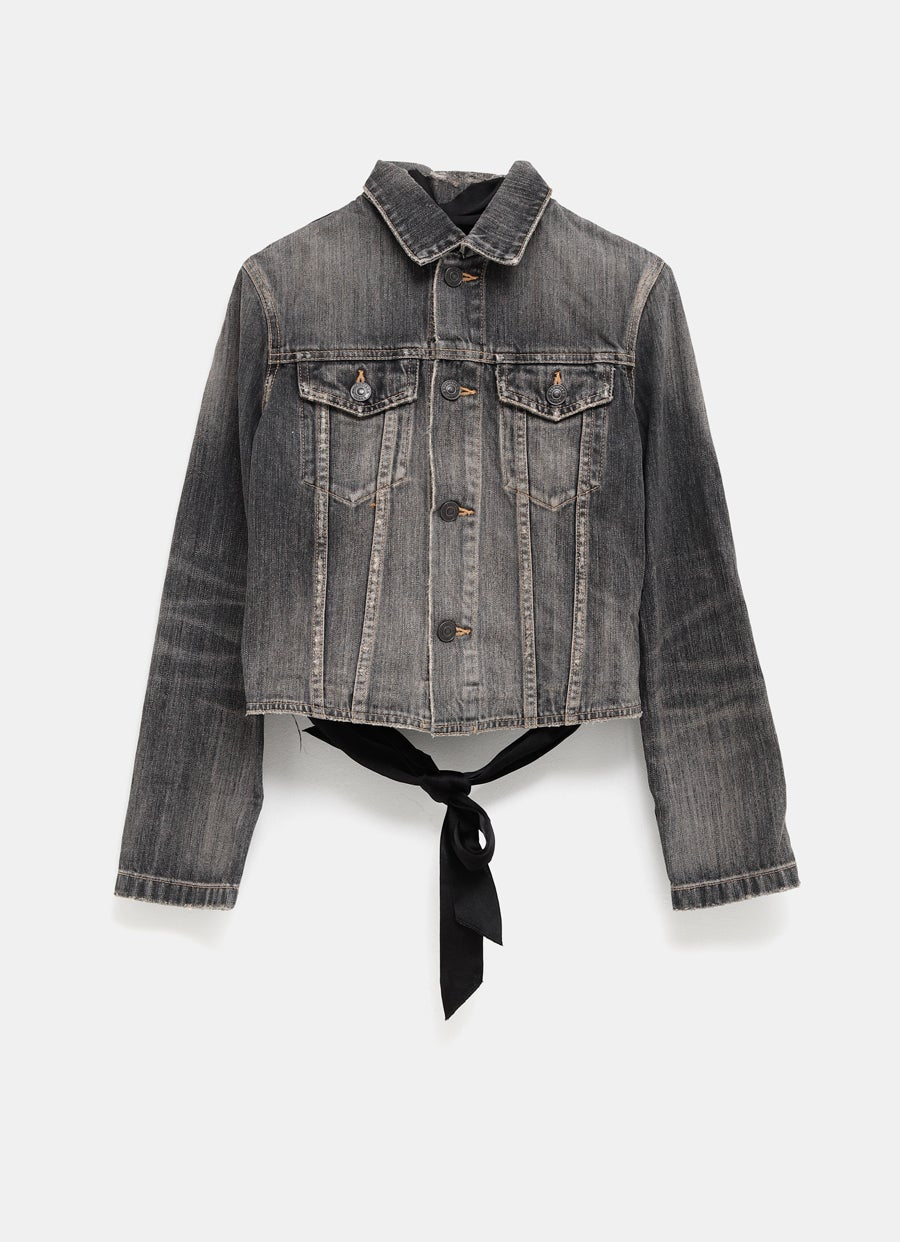 Lace-Up Denim Jacket