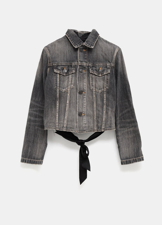 Lace-Up Denim Jacket