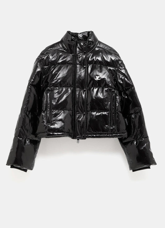 Cropped Vinyl Puffer Jacket