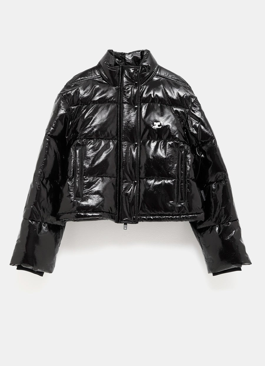 Cropped Vinyl Puffer Jacket