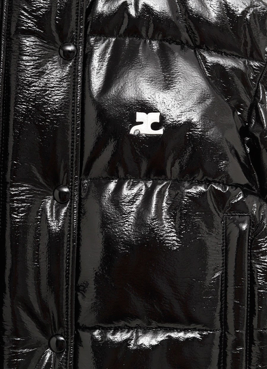 Cropped Vinyl Puffer Jacket